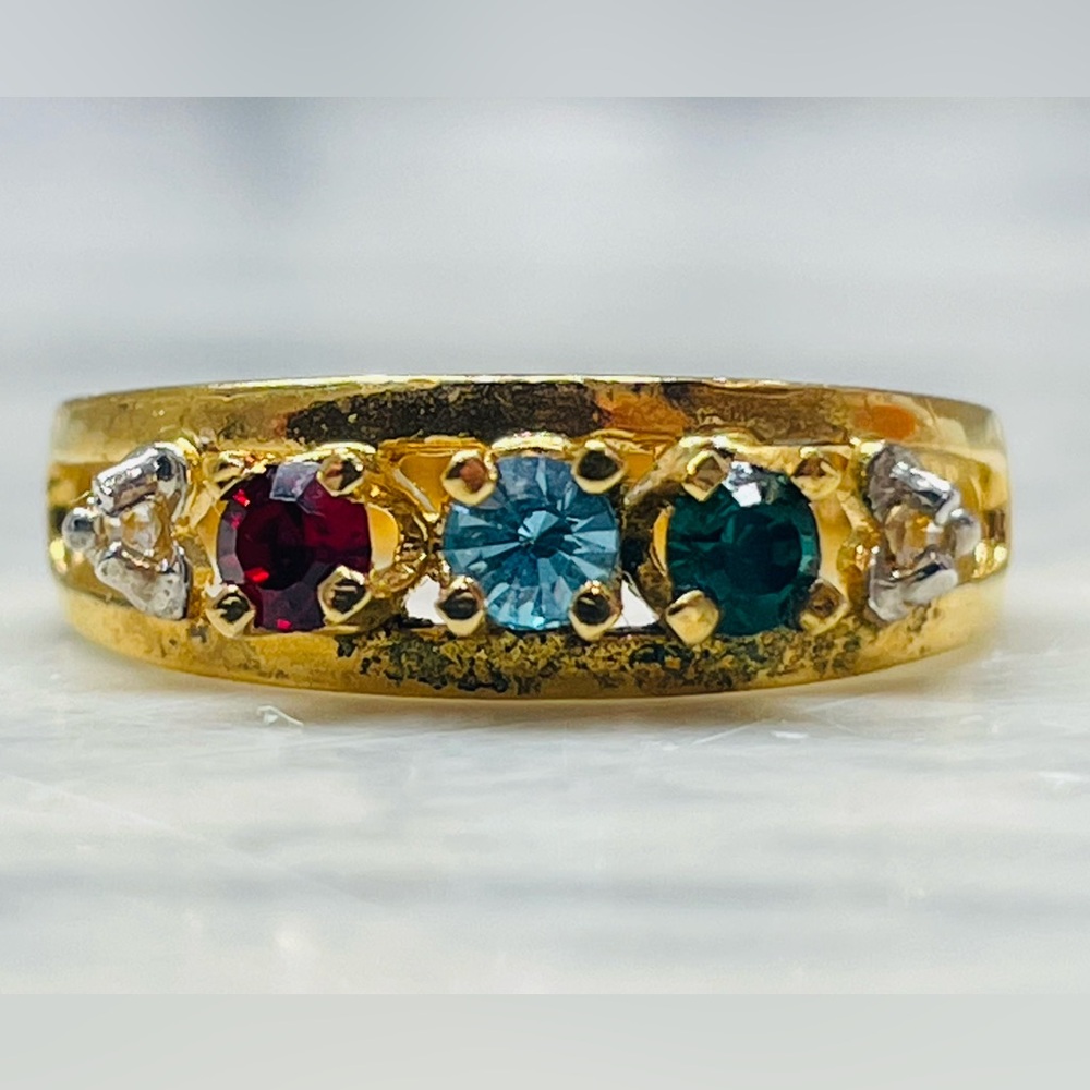 Vintage Sample Mother’s Ring Gold Plated Brass Size 6 Birthstone Style - Picture 3 of 13